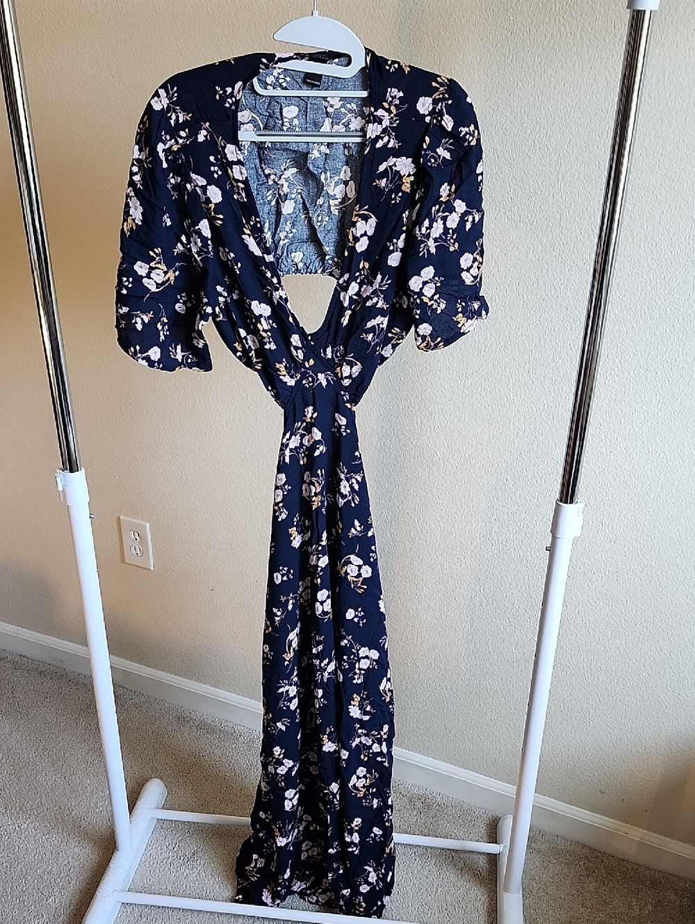 Forever 21 Navy Floral Wrap Maxi Dress B.
